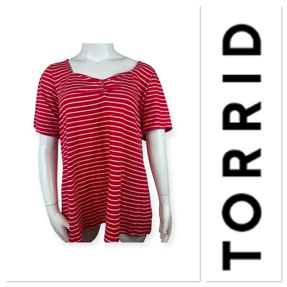 Torrid red and white striped top size 5-5X/28